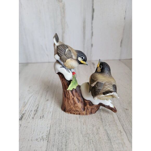 Andrea 1983 Chickadees Holly berries figure xmas - Picture 4 of 6